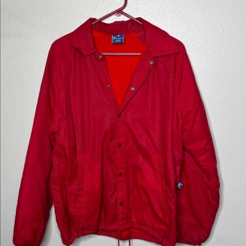 VINTAGE 80s Champion Jacket Red Lightweight Size medium